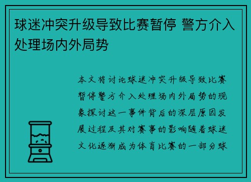 球迷冲突升级导致比赛暂停 警方介入处理场内外局势