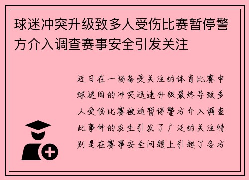 球迷冲突升级致多人受伤比赛暂停警方介入调查赛事安全引发关注